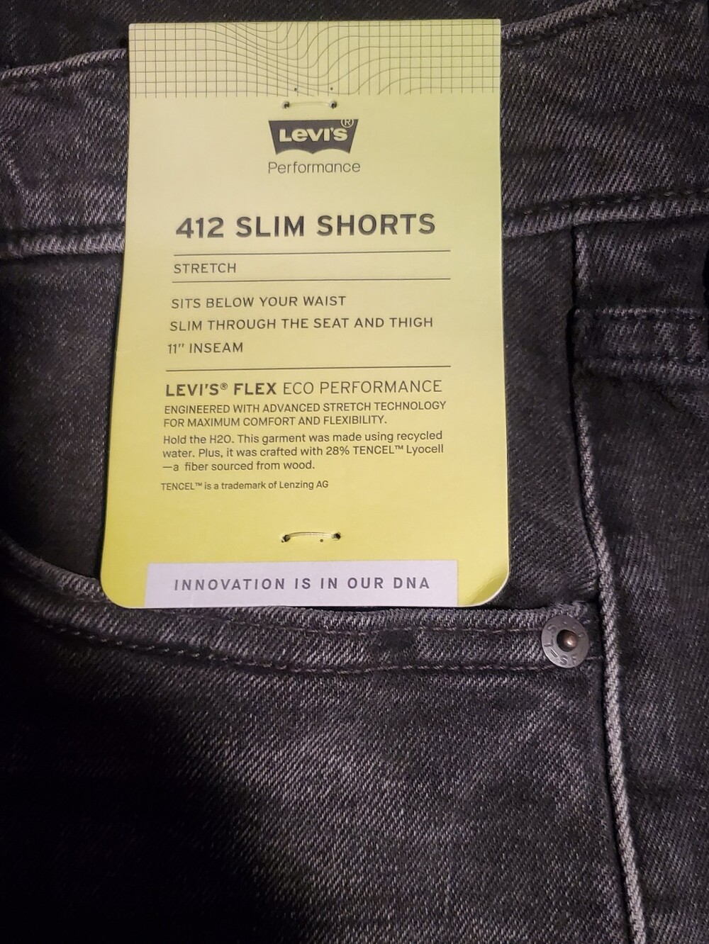 Men's Levis Washed Black Denim Shorts - Picture 4 of 4